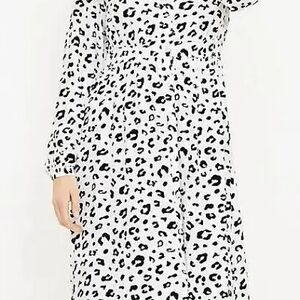 NWT- LOFT Leopard Print Long Sleeve Midi Dress